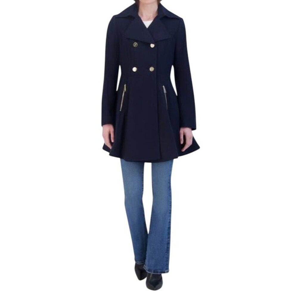 Laundry By Shelli Segal Coat Size Large Double Breasted Fit &‎ Flare Wool Blend